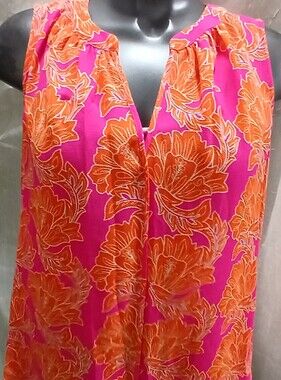 Rose & Olive Pink and Orange Floral Swim Coverup Tunic